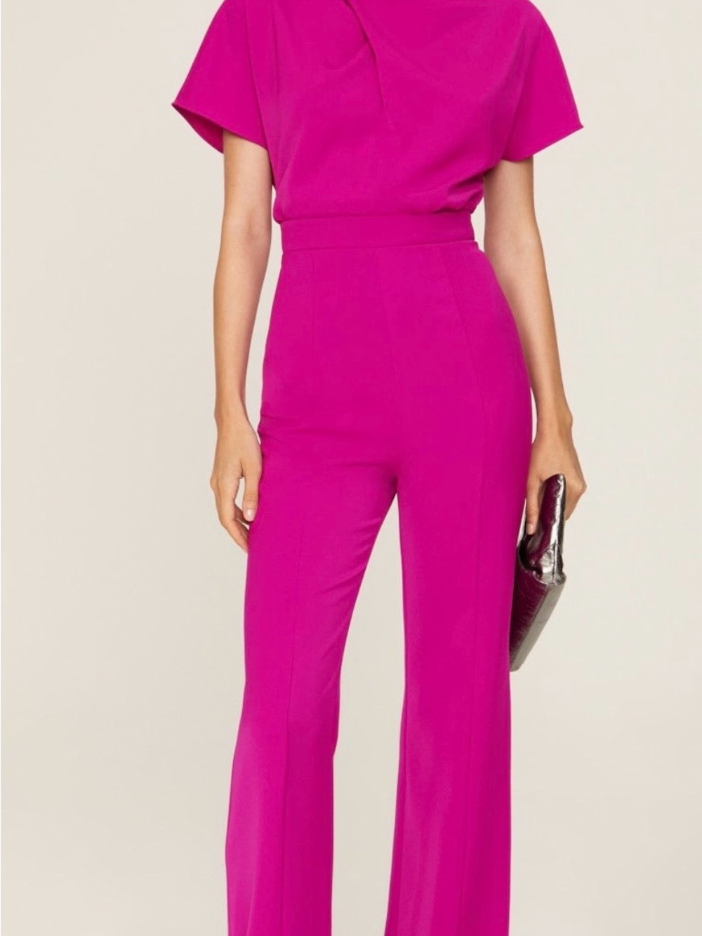 Black Halo Vibrant Fuchsia High-Waist Wide-Leg Jumpsuit